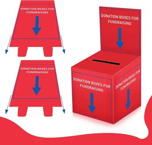 Miniatura 5 de Paquete de 12 cajas de rifa, caja de donación para recaudación de fondos, cajas de cartón para votación con ranura para boletos y cabecera extraíble