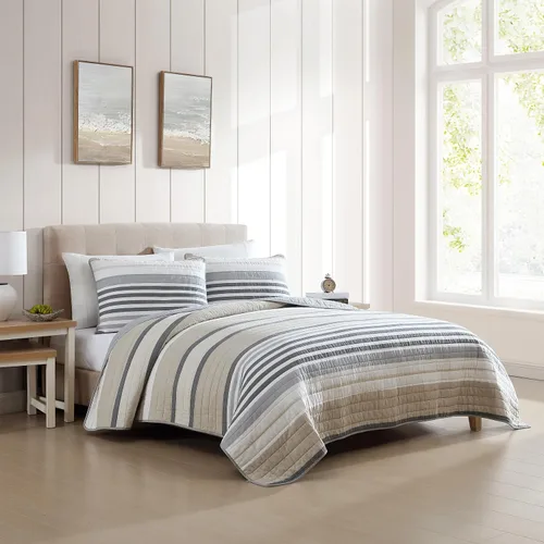 Miniatura 7 de Nautica - Juego de edredón individual, ropa de cama reversible de algodón con funda a juego, juego de ropa de cama moderno para todas las estaciones