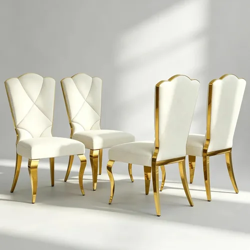 Miniatura 10 de Juego de 2 sillas de comedor de terciopelo negro y dorado, sillas de cocina tapizadas con respaldo alto con patas de acero inoxidable pulido, sillas