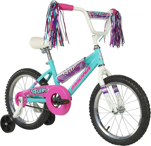 Bicicleta Magna Sapphire de Dynacraft - Estructura de acero resistente, frenos de mano delanteros y traseros, asiento ajustable, pataneador - Ideal