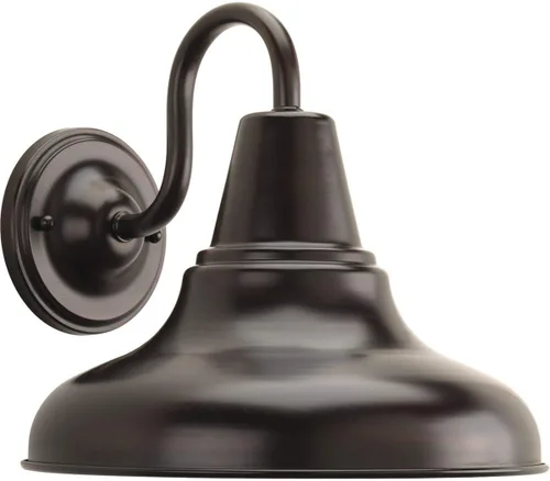 Miniatura 14 de Progress Lighting District LED Collection - Farol de pared mediana para exteriores, bronce envejecido, pantalla de metal blanco pintado, 1 luz