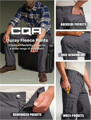 Miniatura 8 de CQR Pantalones tácticos de invierno para hombre, pantalones de trabajo térmicos para senderismo, pantalones cargo con forro polar para nieve y esquí