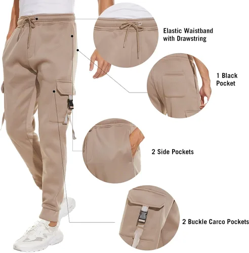 Miniatura 2 de IGEEKWELL Pantalones deportivos tipo cargo de forro polar para hombre
