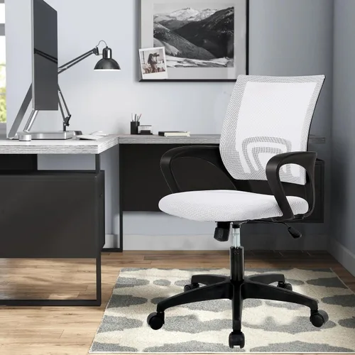Miniatura 11 de Silla de escritorio ergonómica, silla de oficina de malla para computadora con soporte lumbar y reposabrazos, silla de trabajo ajustable
