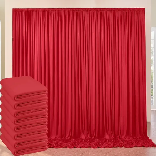 Miniatura 9 de Paneles de cortinas de fondo rojo sin arrugas de 30 x 8 pies para fiestas, cortinas de fondo de fotos de poliéster, 6 paneles de 5 x 8 pies