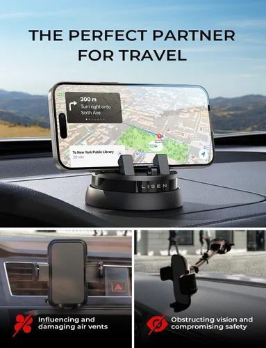 Miniatura 2 de LISEN Soporte para teléfono celular de 360 grados, para iPhone 17, soporte para teléfono de automóvil, apto para iPhone 16 Pro Max