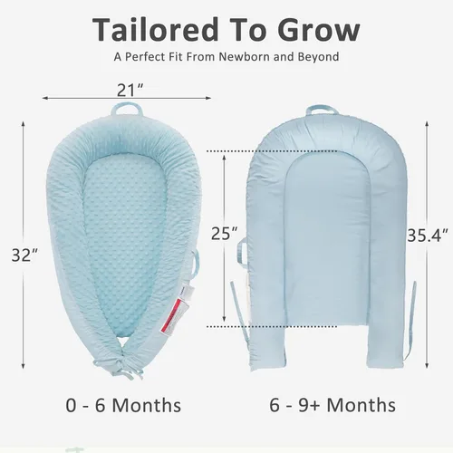 Miniatura 4 de Tumbona para bebé: nido de recién nacido suave y transpirable para bebés de 0 a 24 meses, almohada de algodón orgánico para bebé para tiempo boca