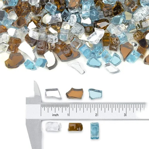 Miniatura 2 de Stanbroil - Vidrio ignífugo mezclado de 10 libras – Cristal de fuego templado reflectante de 1/4 pulgadas mezclado azul aguamarina, platino, cobre
