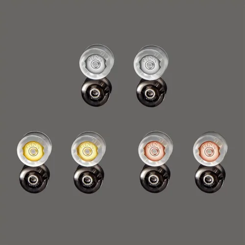 Miniatura 5 de Parte trasera de aretes, de silicona de oro de 18 quilates para tachuelas/orejas caídas, bloqueo seguro para aretes pesados, no irrita