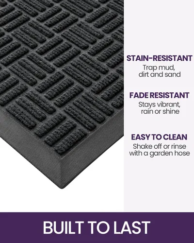 Miniatura 3 de DEXI - Tapete de puerta de entrada grande para interiores y exteriores, tapete de goma de alta resistencia para entrada y patio, resistente al agua