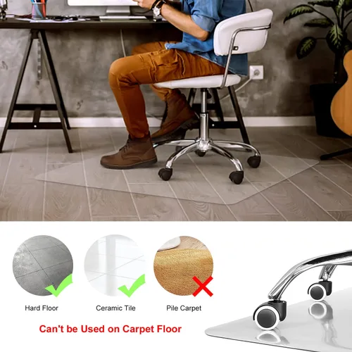 Miniatura 2 de Kuyal tapete transparente para silla, uso en suelos duros, 48.0 x 36.0 pulgadas, protector de suelo para oficina u hogar