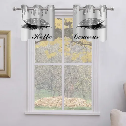 Hello Gorgeous - Cortina de pestañas de unicornio, para oscurecer la habitación, con aislamiento térmico, con ojales, para decoración de dormitorio,