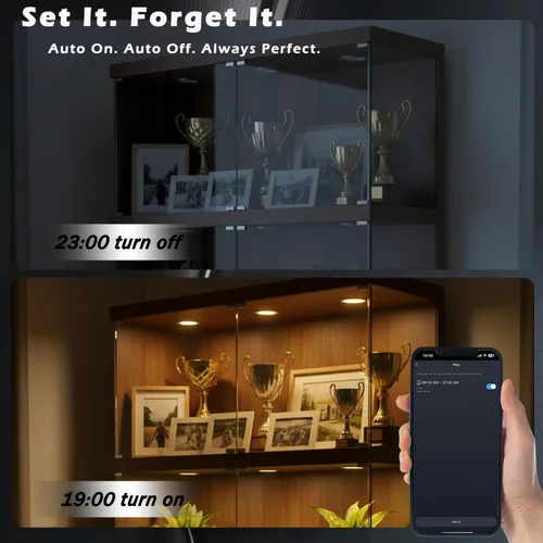 Miniatura 8 de Cefrank Paquete de 6 luces de disco inteligentes WiFi para debajo del gabinete, kit de iluminación 2700K-6000K, regulable, control remoto