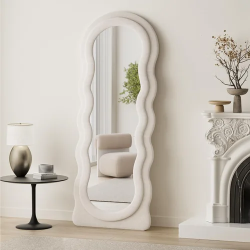 Miniatura 5 de Espejo de cuerpo completo, espejo de pie, espejo de 63 x 24 pulgadas, espejo de cuerpo completo ondulado, espejos de pie para dormitorio, sala