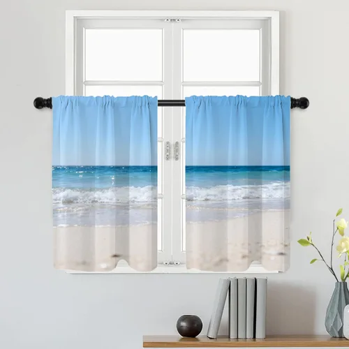 Miniatura 65 de Batmerry Silueta de hombre y niño, marco en forma de corazón con figuras, tratamiento de ventana, cortina corta de cocina multicapa de poliéster