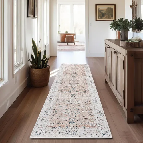 Miniatura 24 de jinchan Alfombra de entrada de 2 x 3 pulgadas, lavable, diseño floral vintage, tapete pequeño para interiores, bohemio, ligero, delgado