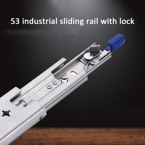 Miniatura 2 de 1 par de carriles de carril de carril de transporte industrial resistente con cerradura, rodamientos de bolas de montaje lateral, 3 secciones