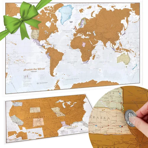 Miniatura 13 de Scratch The World ® Mapa de viaje - Póster de mapa del mundo enmarcable para rascar - Extra grande 23 x 33 pulgadas - Maps International - 50 años