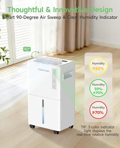 Miniatura 8 de 1500 Sq.ft Dehumidifier for Basement, Trazico Max 21 Pint/Day Dehumidifiers for Home, Large Room, Bedroom with Drain Hose, Quiet Smart Humidity