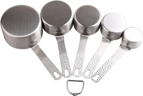 Miniatura 2 de Juego de tazas medidoras de 5 piezas de acero inoxidable 18/8 (304) Material de acero tazas medidoras de servicio pesado Color Plata