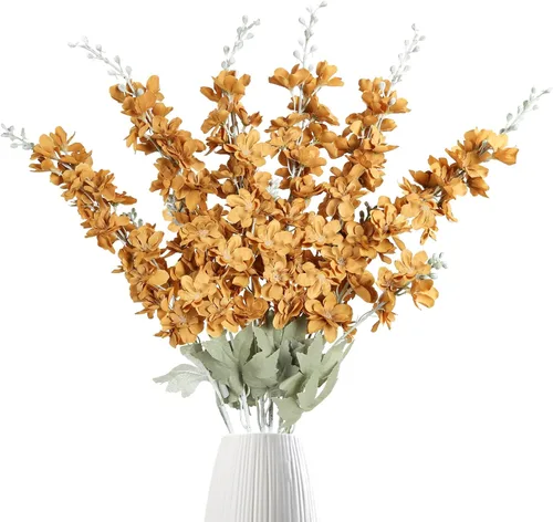 Miniatura 26 de IPOPU 6 PCS Flores Artificiales de Delfínium Flores Artificiales de Espuela de Cordero Flores de Seda de 85 cm de Tallo Largo para Arreglos de Boda