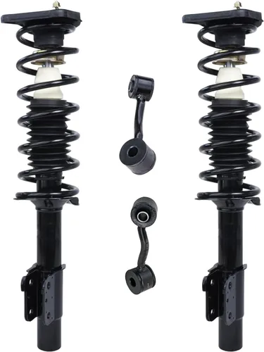 Miniatura 77 de Detroit Axle - Kit de 4 barras estabilizadoras delanteras para Ford F-150 2021 2022 2023 2024, 2 puntales con resorte helicoidal, 2 eslabones