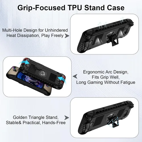 Miniatura 5 de Pidynx Full Protection Kit Compatible with MSI Claw8 - Storage Bag + Protective Case + 8" Tempered Glass Protector for Claw 8 Handheld EVA Leather