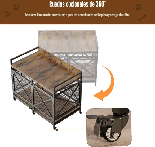 Miniatura 6 de COZPAW Mueble de Jaula Grande para Perros, Perrera de Madera de 48 Pulgadas para Perros Extra Grandes, Muebles Resistentes para Perros, Jaula
