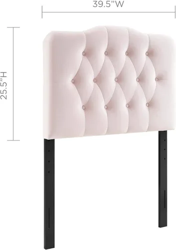 Miniatura 2 de Modway Annabel - Cabecero de terciopelo con estilo capitoné de diamantes para cama individual en color rosa