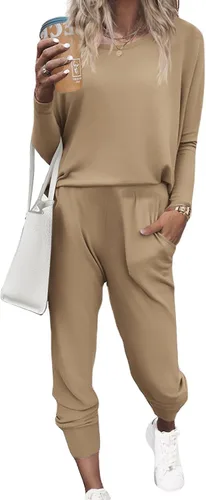 Miniatura 139 de Ekouaer Conjunto de pijama de manga larga para mujer, ropa de dormir suave con cuello redondo y bolsillos