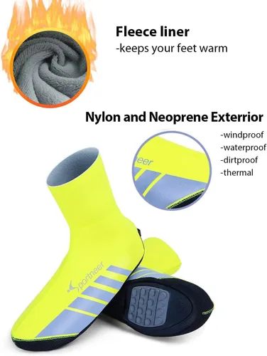 Miniatura 2 de Sportneer Fundas para zapatos cilíndricos, calentadores térmicos de invierno, cubierta de botas, neopreno impermeable y resistente al viento
