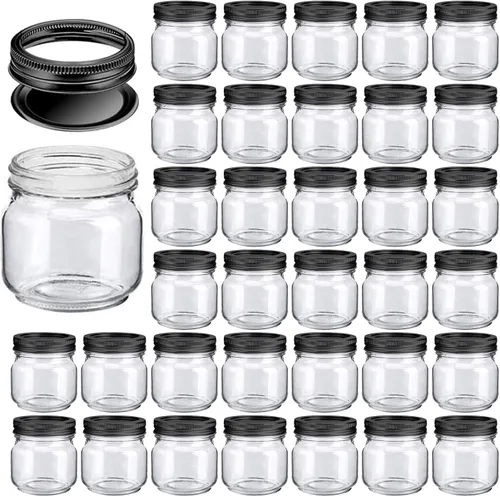 Miniatura 20 de QAPPDA Frascos Mason, Tarros de Vidrio Con Tapas de 8 oz, Tarros de Conservas Para Encurtidos y Almacenamiento de Cocina, Tarros de Especias de Boca