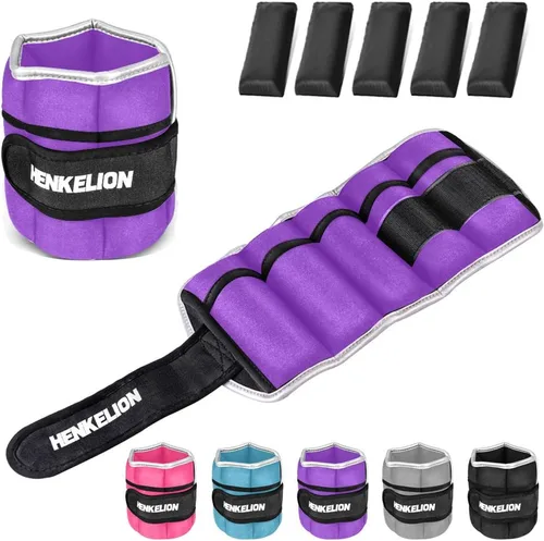 Henkelion - Juego de 1 par de pesas ajustables, tobillo y muñeca, 2, 3, 5 y 10 libras, para gimnasio, entrenamiento, correr, levantamiento de pesas,
