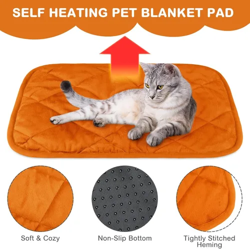 Miniatura 32 de Paquete de 4 Almohadillas Autocalentables para Gatos, Alfombrilla Autocalentable para Perros que Refleja el Calor Corporal, Almohadilla Térmica