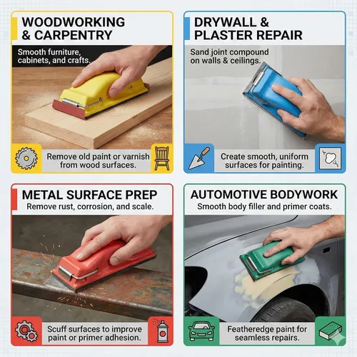 Miniatura 3 de Arma de preparación de bloque de lijado Lijadora de mano ideal para manos grandes o articulaciones adoloridas Reutilización de papel de lija una