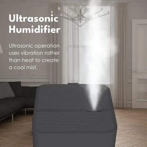 Miniatura 6 de LivePure Humidificador digital ultrasónico de llenado superior de niebla fría de 1.2 L (.3 galones) con pantalla LED, grafito