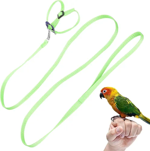 Arnés y correa para pájaros, 47.2 in para mascotas, cuerda de entrenamiento ajustable de nailon antimordeduras para loro volador al aire libre,