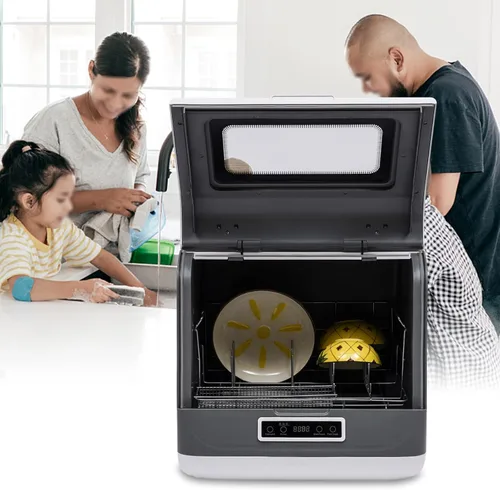 Lavavajillas portátil para encimera, mini lavavajillas, 4 programas, 30-50 minutos de tiempo de lavado, alta temperatura y función de secado al