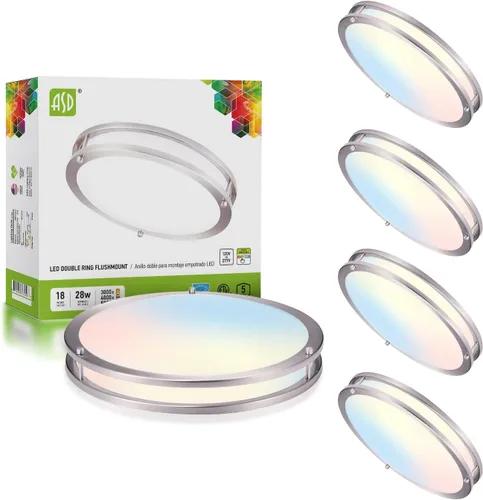 Miniatura 42 de ASD Lámpara LED de techo de montaje empotrado de 18 pulgadas, interruptor de 28 W, 100-277 V, 2750 lúmenes, 3000 K/4000 K/5000 K, regulable, Níquel