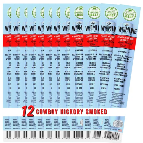 Miniatura 11 de Wyoming Palitos de carne 100% alimentados con pasto – 4 veces cada sabor – Humo de nogal vaquero, jengibre salvaje y jalapeño original – Snacks