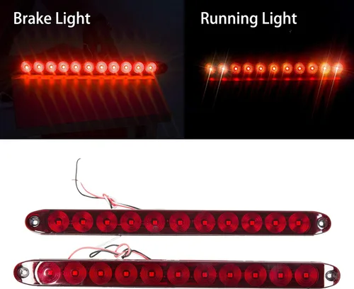 Miniatura 4 de Barra de luz impermeable sellada de 15 pulgadas, 11 LED, color rojo, para remolque, camión, caravana, freno, trasero