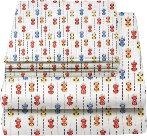 Miniatura 37 de Juego de sábanas tamaño individual para niños y niñas, sábanas para niños, linda sábana de cama, incluye sábana plana, ajustable y funda de Azul