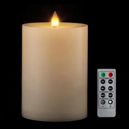Velas de pilar sin llama parpadeantes con temporizador remoto, velas LED que funcionan con pilas de hasta 400 horas, velas de cera real con llama