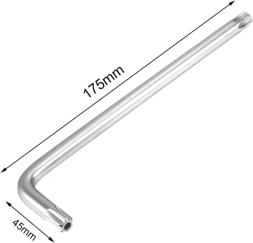 Miniatura 2 de uxcell Llave larga a prueba de manipulaciones Torx Star Key Bit Llave en forma de L niquelado T50