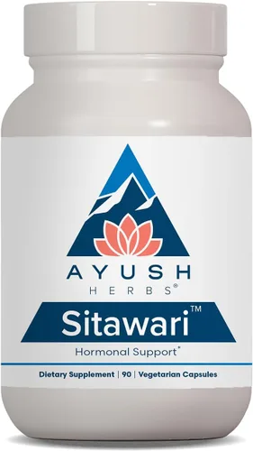 Ayush Herbs Sitawari, Suplemento de equilibrio hormonal para mujeres, suplemento de salud reproductiva ayurvédica, 90 cápsulas vegetarianas |