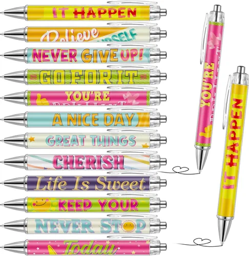 Pasimy 24 bolígrafos inspiradores motivacionales para fines de año, con frases positivas, regalos de agradecimiento para mujeres, hombres, oficina,