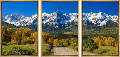 Miniatura 21 de wall26 Lienzo enmarcado para pared, juego de arte rojo, verde y amarillo, bosque de montaña otoñal, naturaleza, desierto, fotografía, realismo