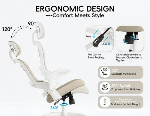Miniatura 7 de TRALT Silla de oficina – Silla de oficina ergonómica con soporte para el respaldo, silla de computadora, sillas de escritorio de oficina en casa