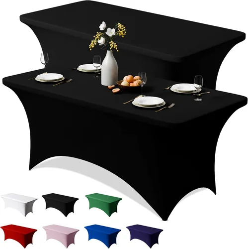 Miniatura 9 de Trlyc Paquete de 1 mantel rectangular de elastano de 4 pies – 48 x 30 pulgadas, resistente a las arrugas, para bodas, fiestas, banquetes, picnic