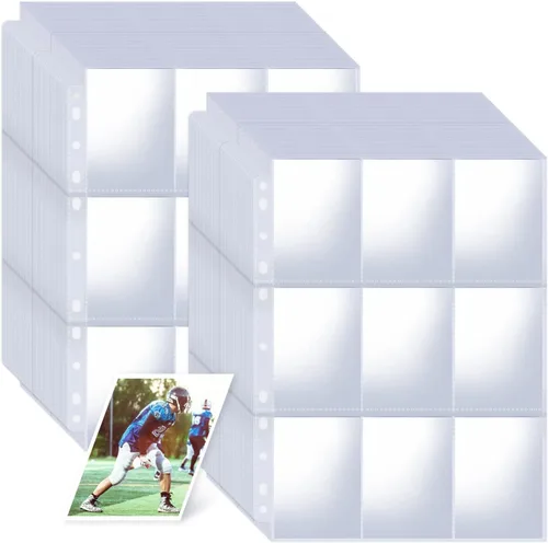 Miniatura 5 de Carpeta de 900 bolsillos, páginas de tarjetas coleccionables de carga superior para carpeta de 3 anillos, fundas transparentes de doble cara